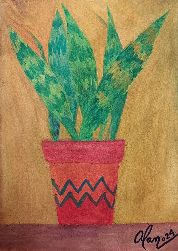 Aquarelas Radiantes #030 - "Dracaena Trifasciata" - (Obra Original)